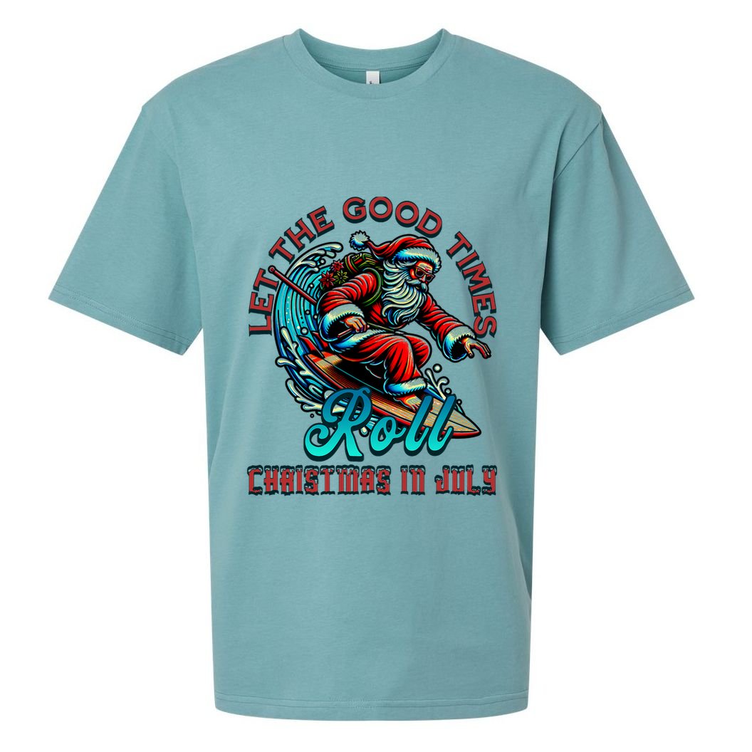 Christmas In July Surfing Santa Claus Beach Xmas Surf Sueded Cloud Jersey T-Shirt