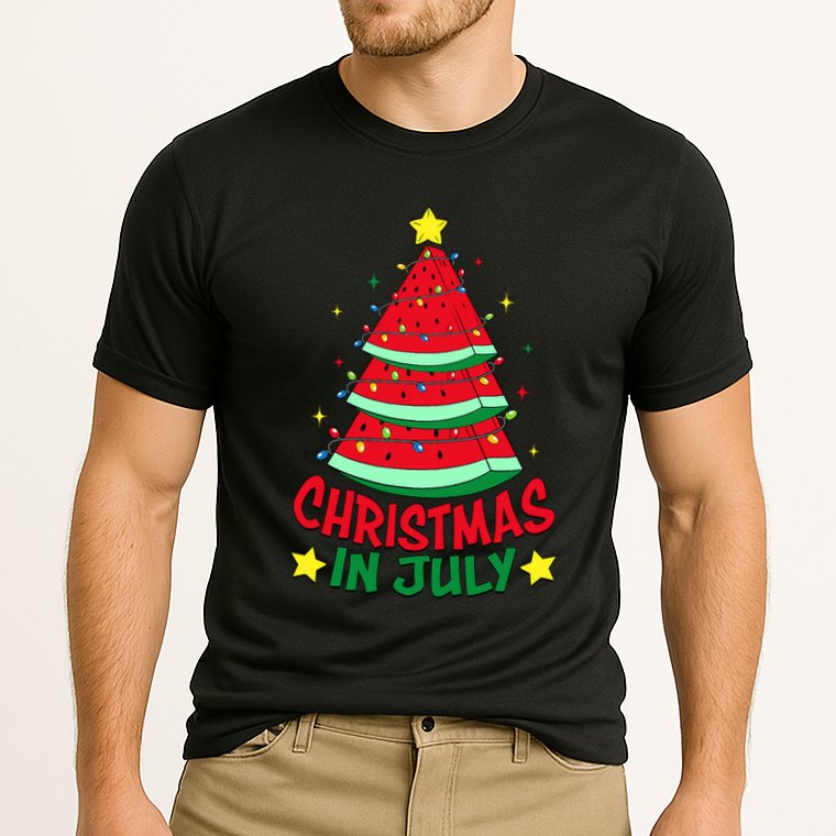 Christmas In July Watermelon Xmas Tree Summer Performance Shirt