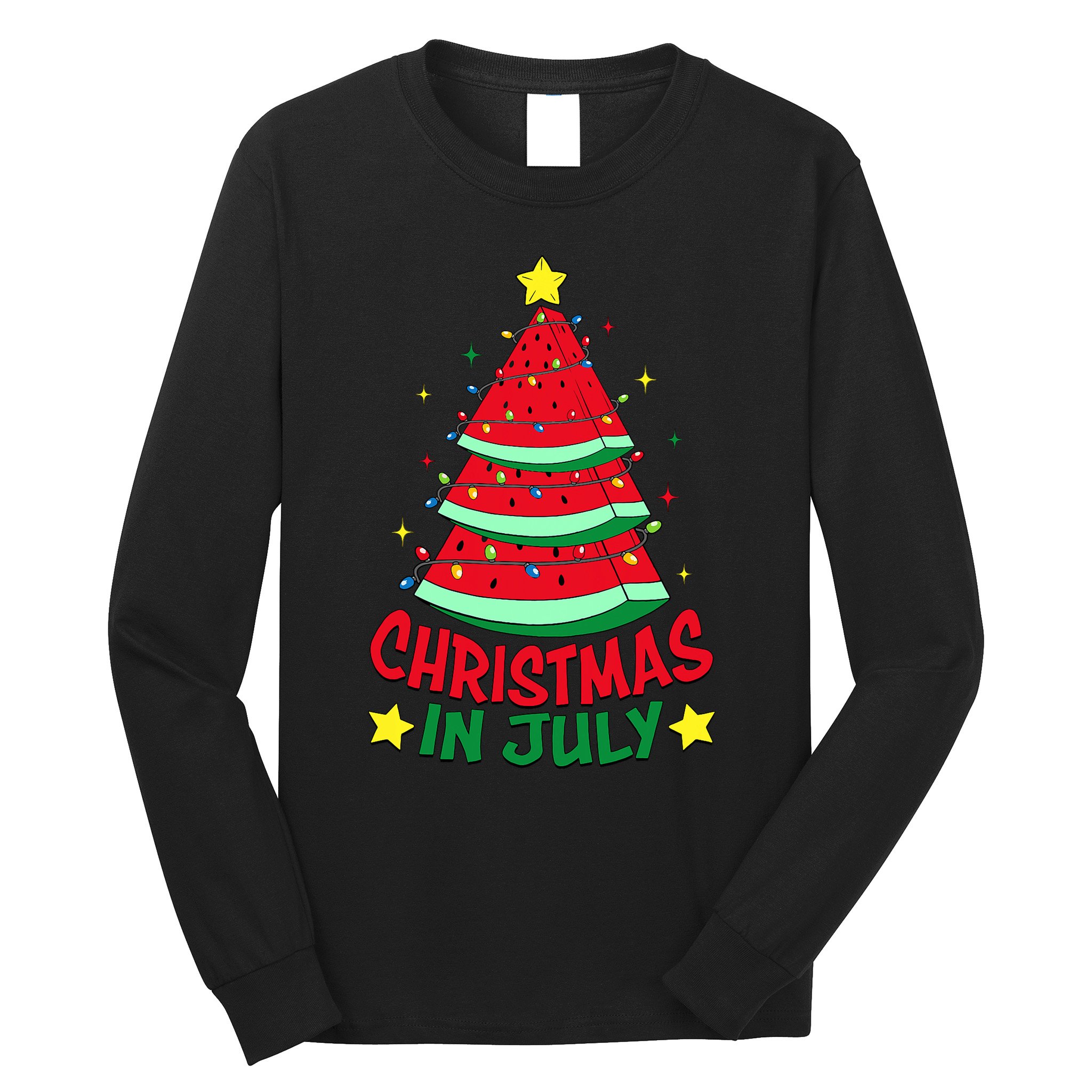 Christmas In July Watermelon Xmas Tree Summer Long Sleeve Shirt