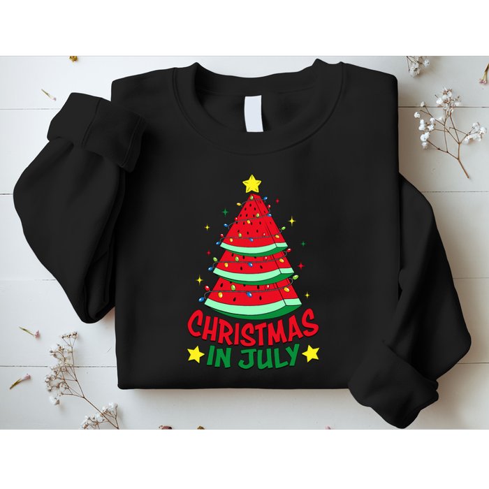 Christmas In July Watermelon Xmas Tree Summer Sweatshirt