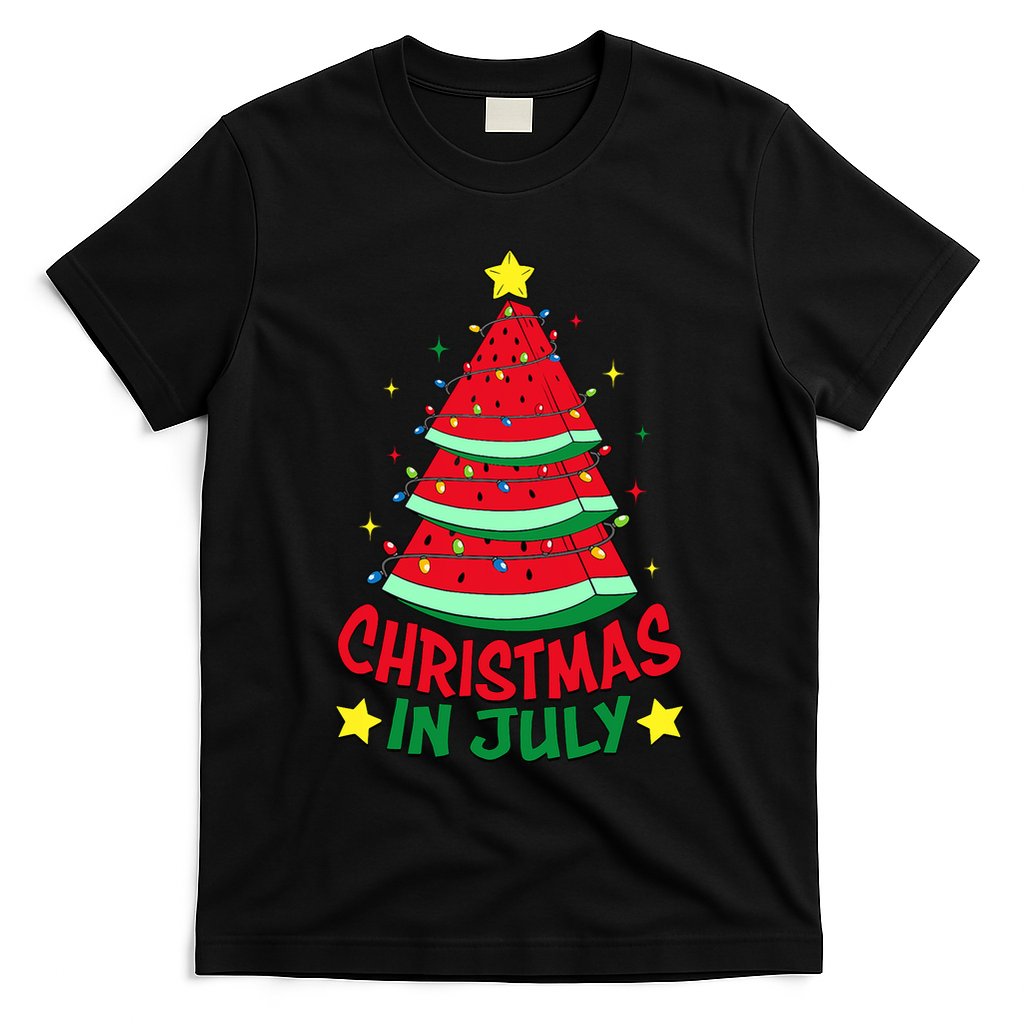 Christmas In July Watermelon Xmas Tree Summer T-Shirt