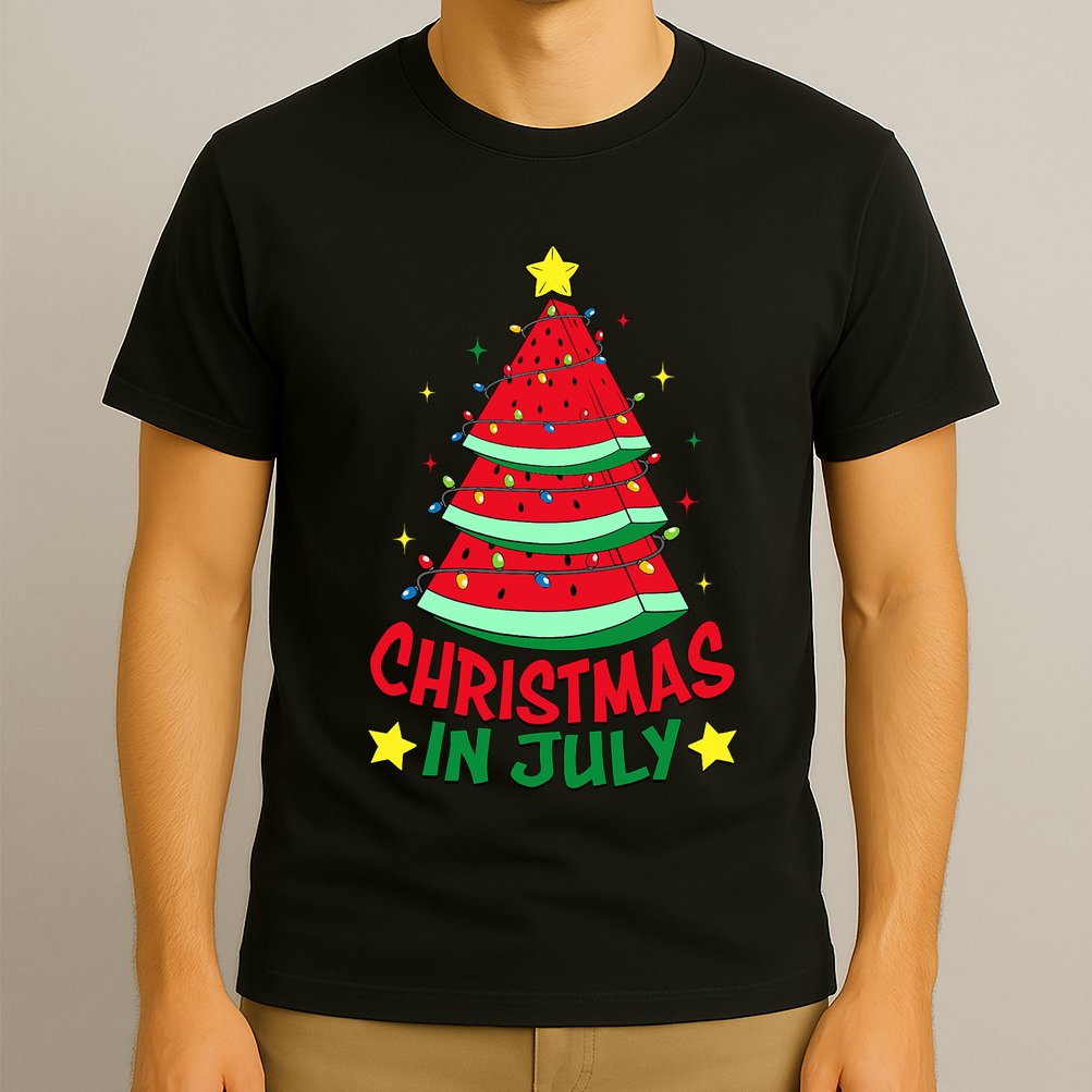 Christmas In July Watermelon Xmas Tree Summer T-Shirt