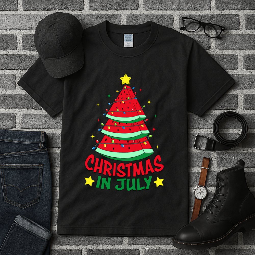 Christmas In July Watermelon Xmas Tree Summer Tall T-Shirt