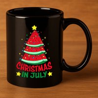 Christmas In July Watermelon Xmas Tree Summer 11oz C Handle Ceramic Mug