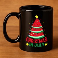 Christmas In July Watermelon Xmas Tree Summer 11oz C Handle Ceramic Mug