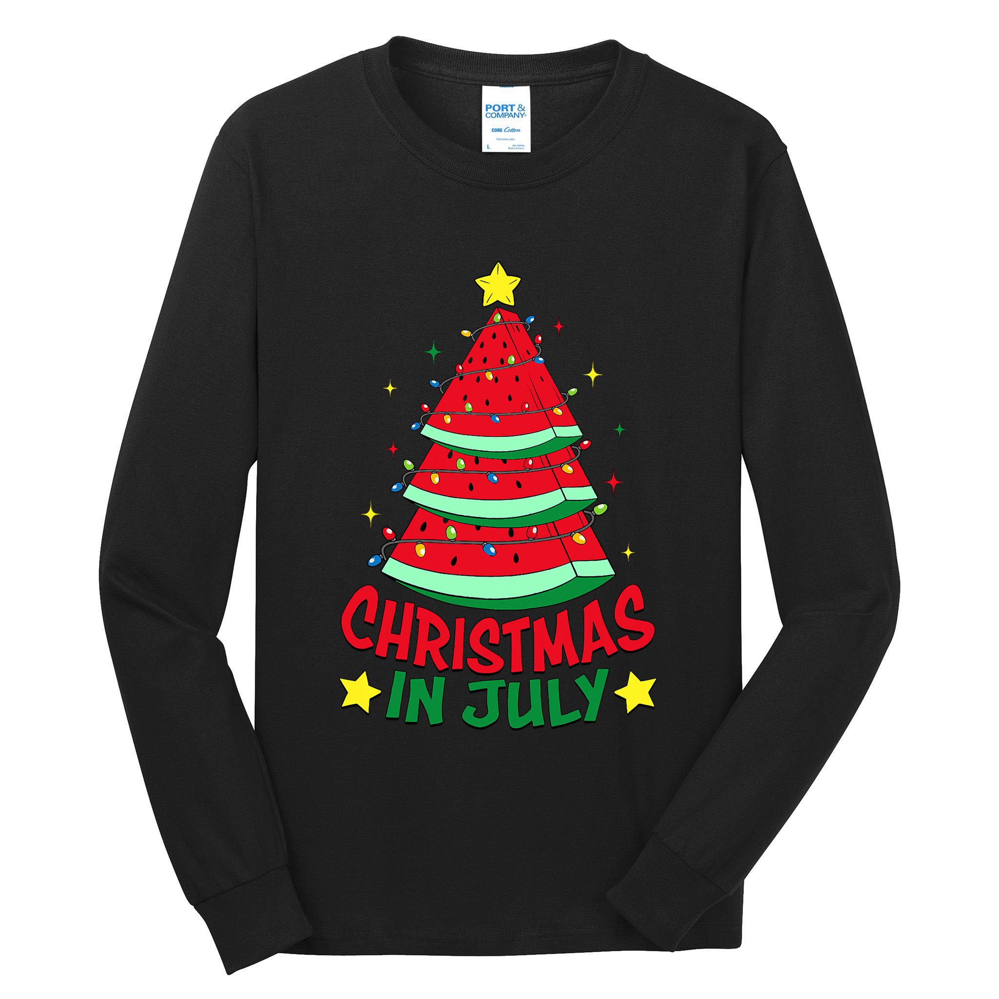 Christmas In July Watermelon Xmas Tree Summer Tall Long Sleeve T-Shirt