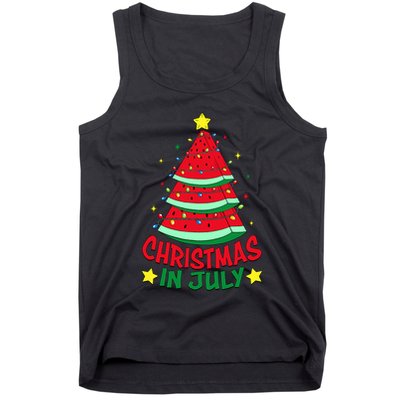 Christmas In July Watermelon Xmas Tree Summer Tank Top