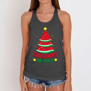 Christmas In July Watermelon Xmas Tree Summer Women's Knotted Racerback Tank