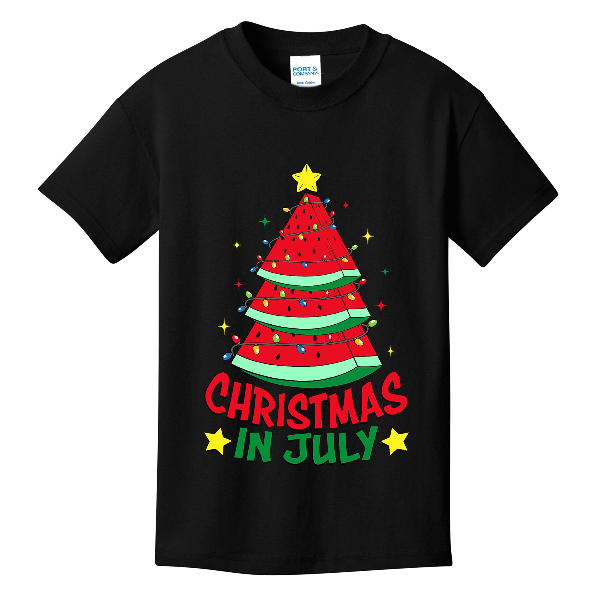 Christmas In July Watermelon Xmas Tree Summer Kids T-Shirt