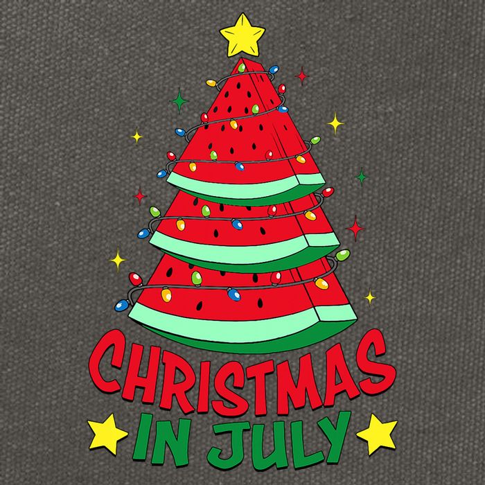 Christmas In July Watermelon Xmas Tree Summer Cotton Canvas Backpack