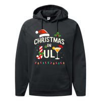 Christmas In July With Candy Cane For Summer Beach Xmas Performance Fleece Hoodie