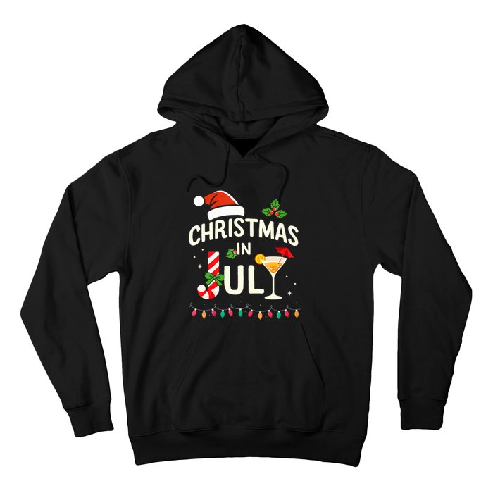 Christmas In July With Candy Cane For Summer Beach Xmas Hoodie