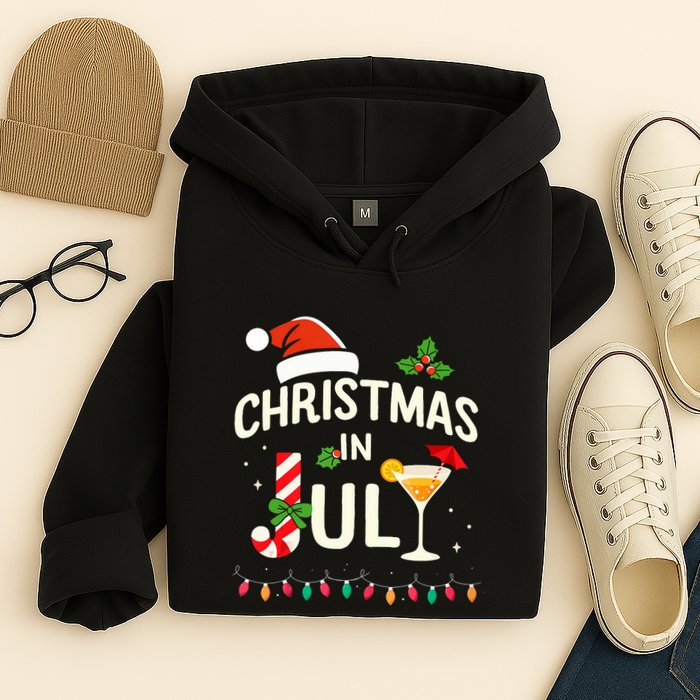 Christmas In July With Candy Cane For Summer Beach Xmas Hoodie