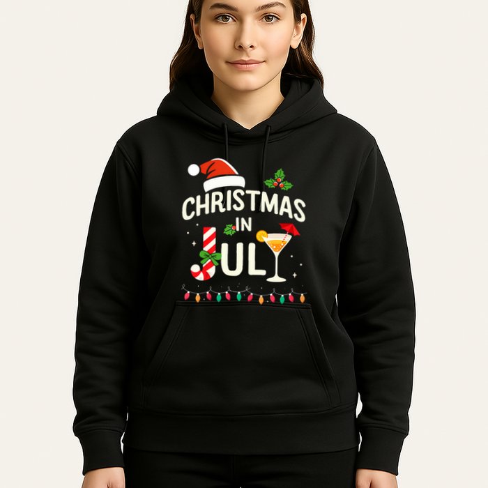 Christmas In July With Candy Cane For Summer Beach Xmas Hoodie