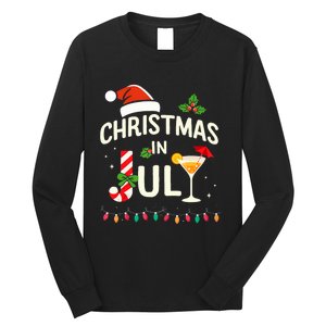 Christmas In July With Candy Cane For Summer Beach Xmas Long Sleeve Shirt