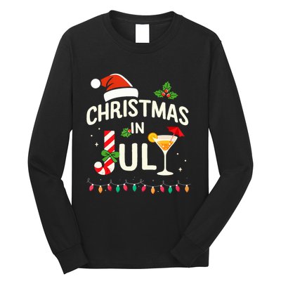 Christmas In July With Candy Cane For Summer Beach Xmas Long Sleeve Shirt