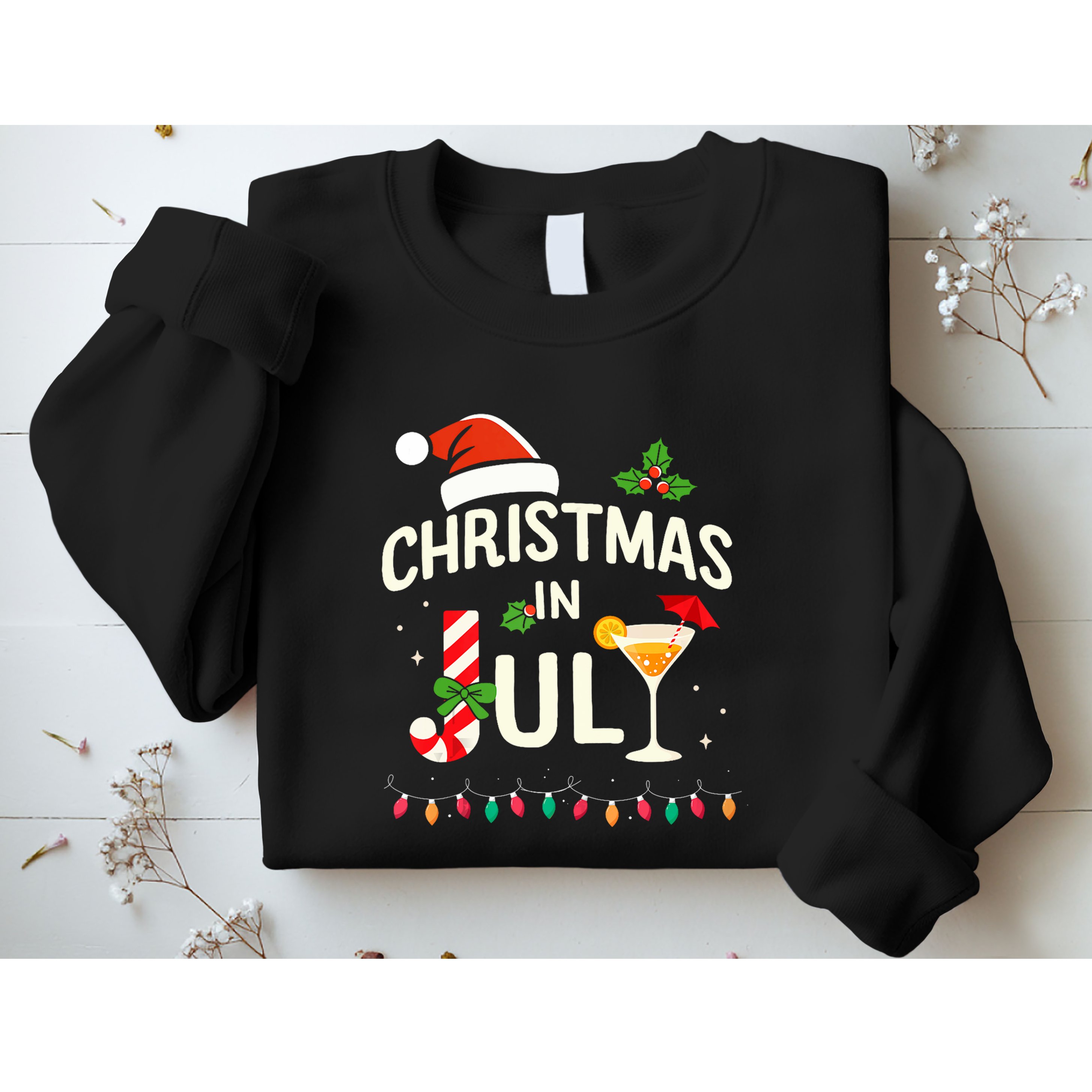 Christmas In July With Candy Cane For Summer Beach Xmas Sweatshirt