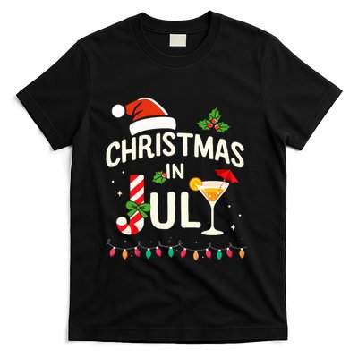 Christmas In July With Candy Cane For Summer Beach Xmas T-Shirt