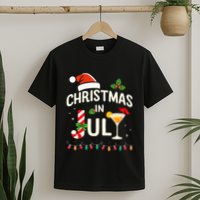 Christmas In July With Candy Cane For Summer Beach Xmas T-Shirt