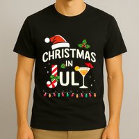 Christmas In July With Candy Cane For Summer Beach Xmas T-Shirt