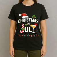 Christmas In July With Candy Cane For Summer Beach Xmas T-Shirt