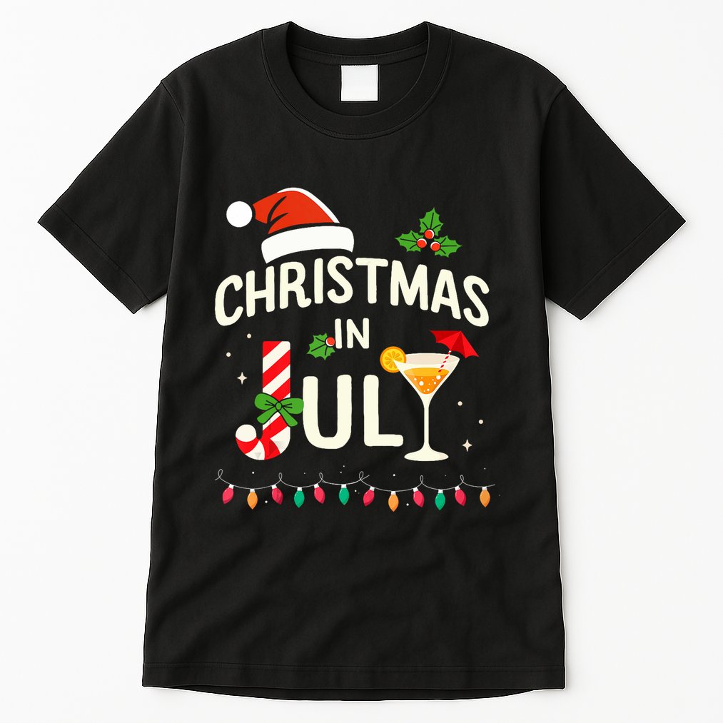 Christmas In July With Candy Cane For Summer Beach Xmas Tall T-Shirt