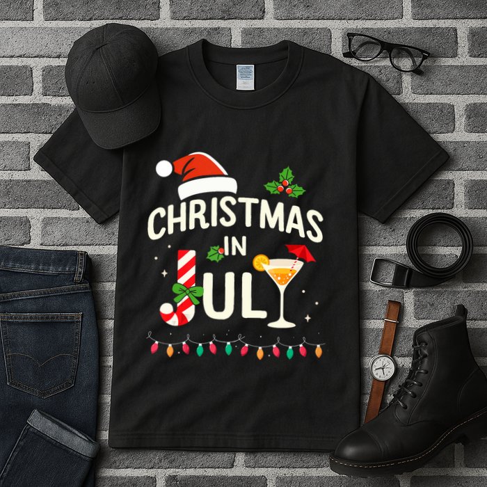 Christmas In July With Candy Cane For Summer Beach Xmas Tall T-Shirt