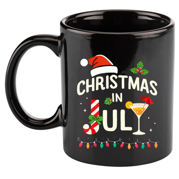 Christmas In July With Candy Cane For Summer Beach Xmas 11oz C Handle Ceramic Mug