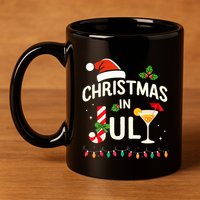 Christmas In July With Candy Cane For Summer Beach Xmas 11oz C Handle Ceramic Mug