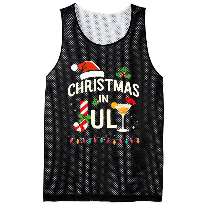 Christmas In July With Candy Cane For Summer Beach Xmas Mesh Reversible Basketball Jersey Tank