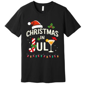 Christmas In July With Candy Cane For Summer Beach Xmas Premium T-Shirt