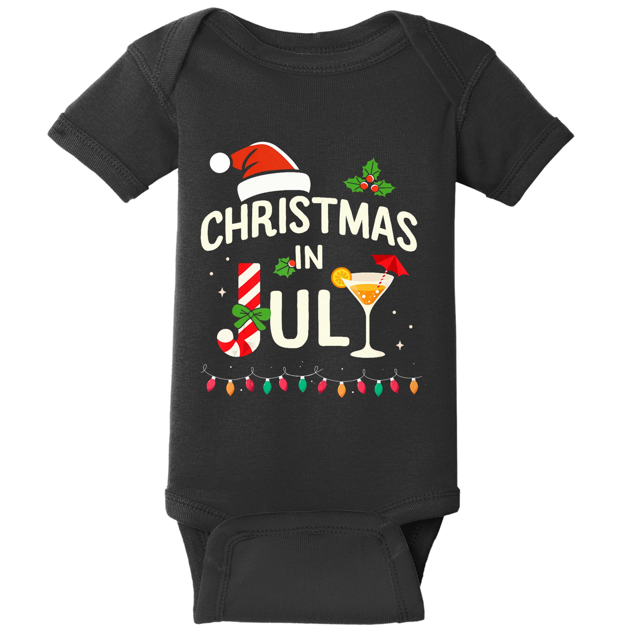 Christmas In July With Candy Cane For Summer Beach Xmas Baby Bodysuit