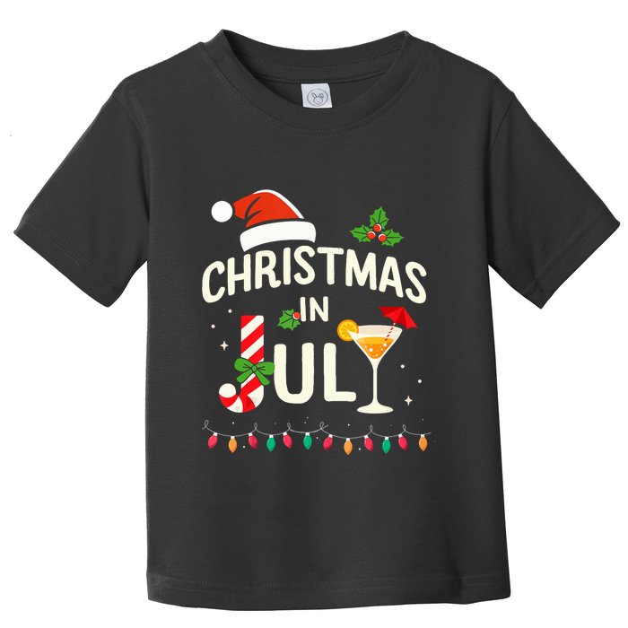 Christmas In July With Candy Cane For Summer Beach Xmas Toddler T-Shirt
