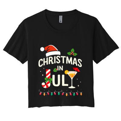 Christmas In July With Candy Cane For Summer Beach Xmas Crop Top