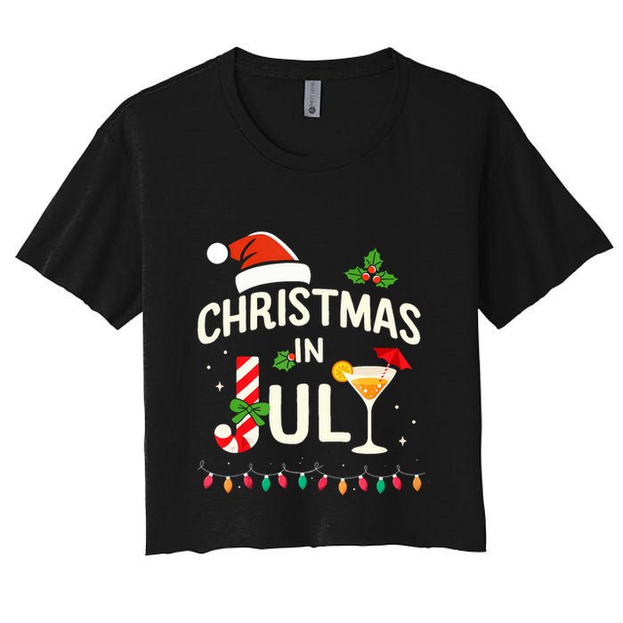 Christmas In July With Candy Cane For Summer Beach Xmas Crop Top