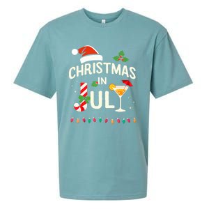 Christmas In July With Candy Cane For Summer Beach Xmas Sueded Cloud Jersey T-Shirt