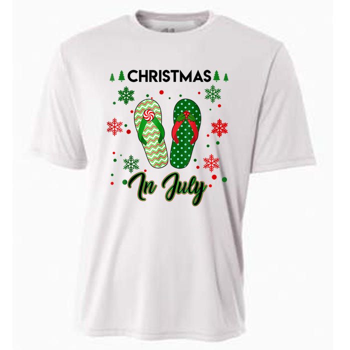 Christmas In July Flip Flops Summer Vacation Beach Lovers Cooling Performance Crew T-Shirt