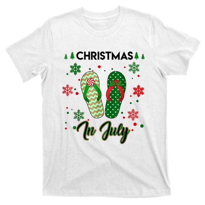 Christmas In July Flip Flops Summer Vacation Beach Lovers T-Shirt