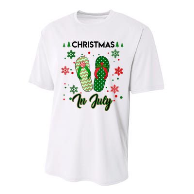 Christmas In July Flip Flops Summer Vacation Beach Lovers Performance Sprint T-Shirt