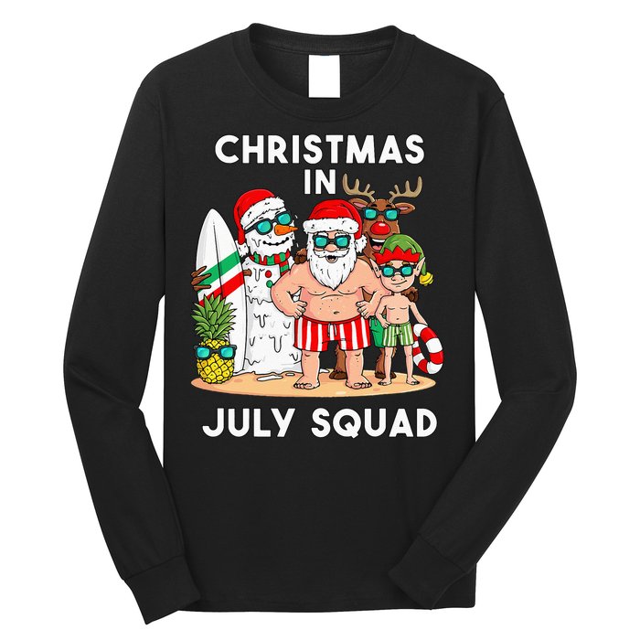 Christmas In July Squad Santa And Friends Xmas Long Sleeve Shirt