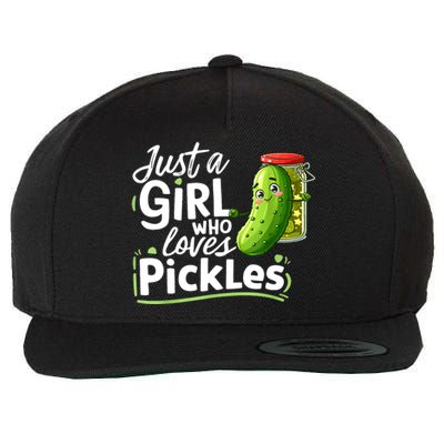 Cute Im Just A Girl Who Loves Pickles For Funny Pickle Lovers Gift Wool Snapback Cap