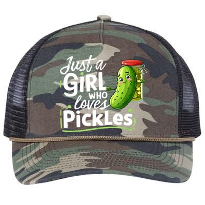 Cute Im Just A Girl Who Loves Pickles For Funny Pickle Lovers Gift Retro Rope Trucker Hat Cap