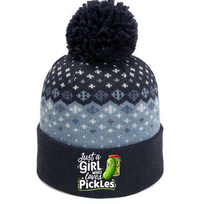 Cute Im Just A Girl Who Loves Pickles For Funny Pickle Lovers Gift The Baniff Cuffed Pom Beanie