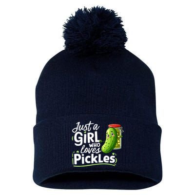 Cute Im Just A Girl Who Loves Pickles For Funny Pickle Lovers Gift Pom Pom 12in Knit Beanie