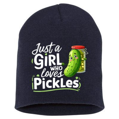 Cute Im Just A Girl Who Loves Pickles For Funny Pickle Lovers Gift Short Acrylic Beanie