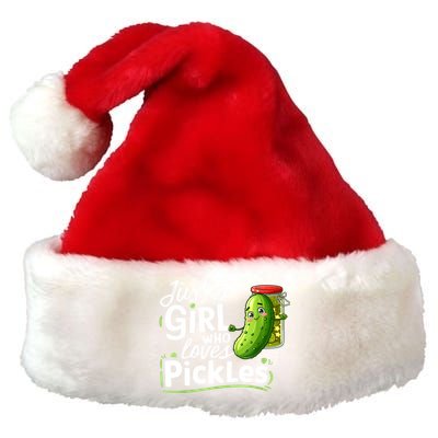 Cute Im Just A Girl Who Loves Pickles For Funny Pickle Lovers Gift Premium Christmas Santa Hat