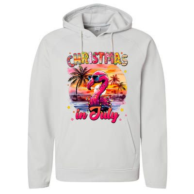 Christmas In July Flamingo Beach Summer Performance Fleece Hoodie