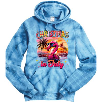 Christmas In July Flamingo Beach Summer Tie Dye Hoodie