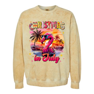 Christmas In July Flamingo Beach Summer Colorblast Crewneck Sweatshirt