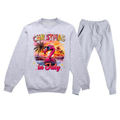 Christmas In July Flamingo Beach Summer Premium Crewneck Sweatsuit Set